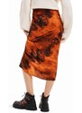 Sukně Desigual 23WWFW07 WOMAN WOVEN SKIRT LONG oranžová barva, midi