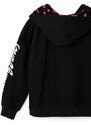 Dětská bavlněná mikina Desigual 23WGSK08 SWEAT LONG SLEEVE černá barva, s kapucí, s potiskem