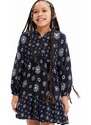 Dívčí šaty Desigual 23WGVW05 DRESS LONG SLEEVE černá barva, mini