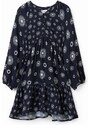 Dívčí šaty Desigual 23WGVW05 DRESS LONG SLEEVE černá barva, mini