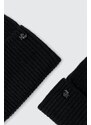 Vlněná čepice a rukavice Lauren Ralph Lauren černá barva
