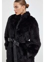 Kabát Twinset dámský, černá barva, přechodný