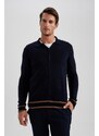 DEFACTO Standard Fit Polo Collar Cardigan