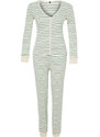 Trendyol Green Striped Cotton Tshirt with Cuff and Piping Detail - Jogger Knitted Pajama Set