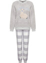 Trendyol Gray Wellsoft Lama Pattern T-shirt-Pants and Knitted Pajamas Set