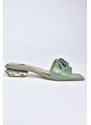 Fox Shoes Women's Green Patent Leather Chain Detailed Slippers K820200108