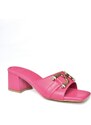 Fox Shoes P590131409 Women's Fuchsia Slippers with Buckle, Chunky Heels
