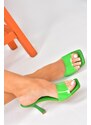 Fox Shoes Women's Green Transparent Looking Thick Heeled Slippers