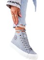 Big Star Shoes Women's Leather Warm Sneakers Big Star EE274115 Light Blue