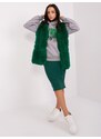 Fashionhunters Dámská kožešinová vesta tmavě zelené barvy