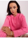 ITALY MODA RŮŽOVÝ VZOROVANÝ SVETR NA KNOFLÍKY --PINK Růžová