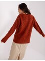 Fashionhunters Tmavě oranžový dámský svetr s kapsami