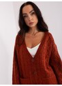 Fashionhunters Tmavě oranžový dámský svetr s kapsami