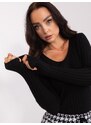 Fashionhunters Dámský černý pletený svetr