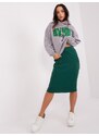 Fashionhunters Tmavě zelená pruhovaná pletená sukně