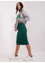 Fashionhunters Tmavě zelená pruhovaná pletená sukně