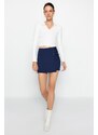 Trendyol Navy Blue Lace-Up and Eyelet Detail Woven Shorts Skirt