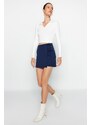 Trendyol Navy Blue Lace-Up and Eyelet Detail Woven Shorts Skirt