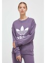 Bavlněná mikina adidas Originals dámská, fialová barva, s potiskem