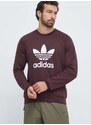 Bavlněná mikina adidas Originals pánská, hnědá barva, s potiskem