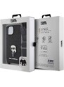 Guess Ochranný kryt s crossbody popruhem pro iPhone 15 - Karl Lagerfeld, Saffiano Metal Ikonik Black
