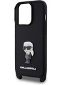 Ochranný kryt s crossbody popruhem pro iPhone 15 Pro - Karl Lagerfeld, Saffiano Metal Ikonik Black