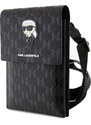 Univerzální pouzdro / taška s kapsou na mobil - Karl Lagerfeld, Saffiano Monogram Ikonik NFT Wallet Black