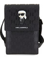 Univerzální pouzdro / taška s kapsou na mobil - Karl Lagerfeld, Saffiano Monogram Ikonik NFT Wallet Black