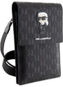 Univerzální pouzdro / taška s kapsou na mobil - Karl Lagerfeld, Saffiano Monogram Ikonik NFT Wallet Black