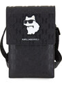 Univerzální pouzdro / taška s kapsou na mobil - Karl Lagerfeld, Saffiano Monogram Choupette NFT Wallet Black