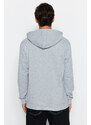 Trendyol Gray Regular/Normal Cut Contrast Label Thick Sweatshirt with Fleece Inside