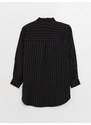 LC Waikiki Women's Shirt Collar Striped Long Sleeve Oversize Tunic