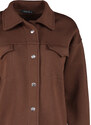 Trendyol hnědá oversize/široká polo bunda s kapsami a knoflíky, fleecová vnitřní pletená bunda