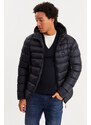 River Club Men's Navy Blue Thick Lined Water And Windproof Hooded Winter Puffer Coat