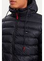 River Club Men's Navy Blue Thick Lined Water And Windproof Hooded Winter Puffer Coat