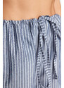 Trendyol Blue Premium Striped Pajama bottoms with fastening detail, wide fit