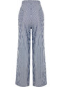 Trendyol Blue Premium Striped Pajama bottoms with fastening detail, wide fit