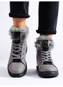 Shelvt grey insulated knotted ankle boots