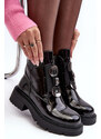 Kesi Patentované dámské kotníkové boty s ozdobou, černá S.Barski