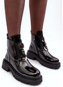 Kesi Patentované dámské kotníkové boty s ozdobou, černá S.Barski