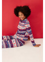 Trendyol Multicolored 100% Cotton Christmas Theme Tshirt-Pants, Knitted Pajamas Set