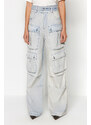 Trendyol X Sagaza Studio Light Blue Cargo Pocket Jeans