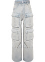 Trendyol X Sagaza Studio Light Blue Cargo Pocket Jeans