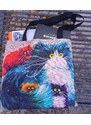 Flor de Cristal Plátěná taška přes rameno Kočky barevné