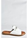 Fox Shoes White Genuine Leather Women's Daily Slippers