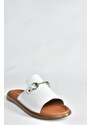Fox Shoes White Genuine Leather Women's Daily Slippers