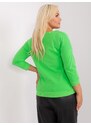 Fashionhunters Světle zelená dámská halenka plus size s potiskem