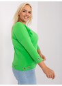 Fashionhunters Světle zelená dámská halenka nadměrné velikosti s manžetou