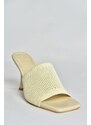 Fox Shoes Women's Beige Tricot Fabric Heeled Slippers