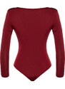 Trendyol Burgundy Degajee Collar Knitted Bodysuit